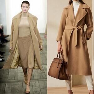 Ralph Lauren Purple Label 100% Cashmere Wrap Coat Runway Belted Long Camel Tan 6